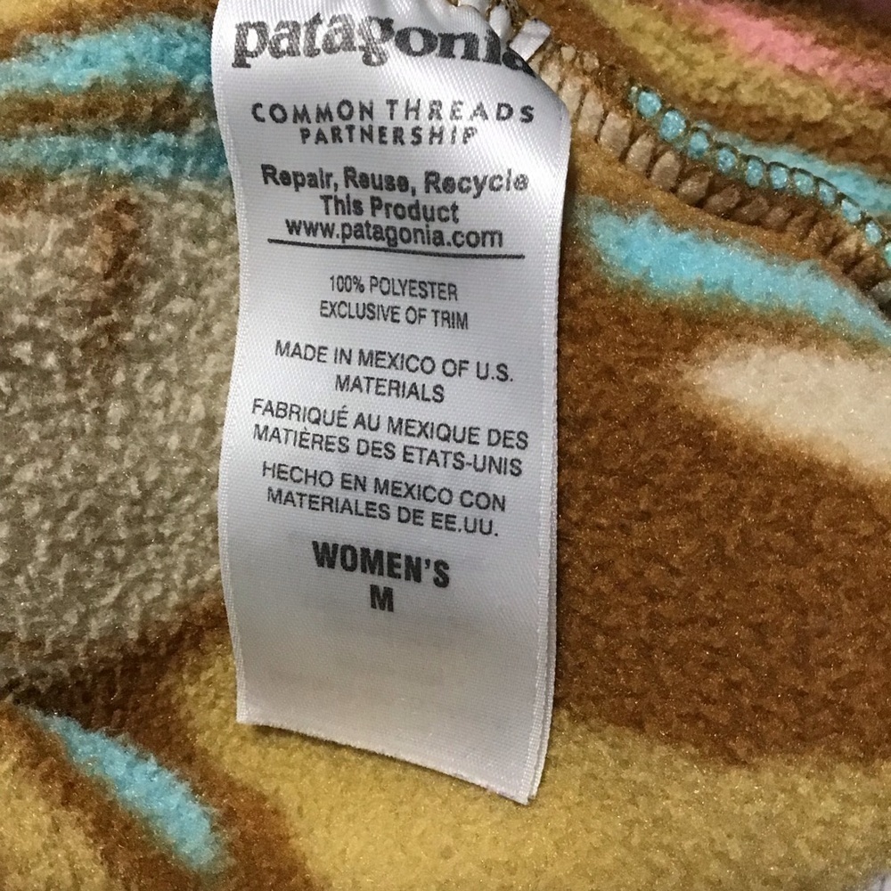 Patagonia Synchilla Snap-T Brown Bear Pink Feather Dance Pullover Fleece. - Picture 7 of 12